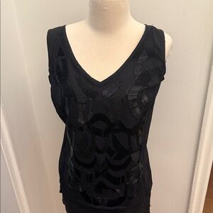 Tory Burch Black Patterned Tank Top